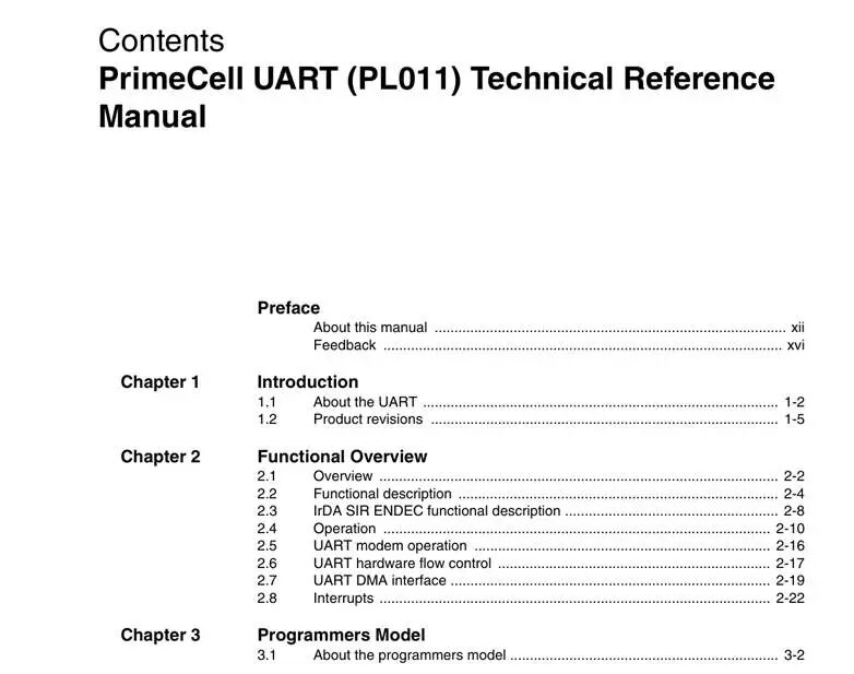 PrimeCell UART (PL011)手册