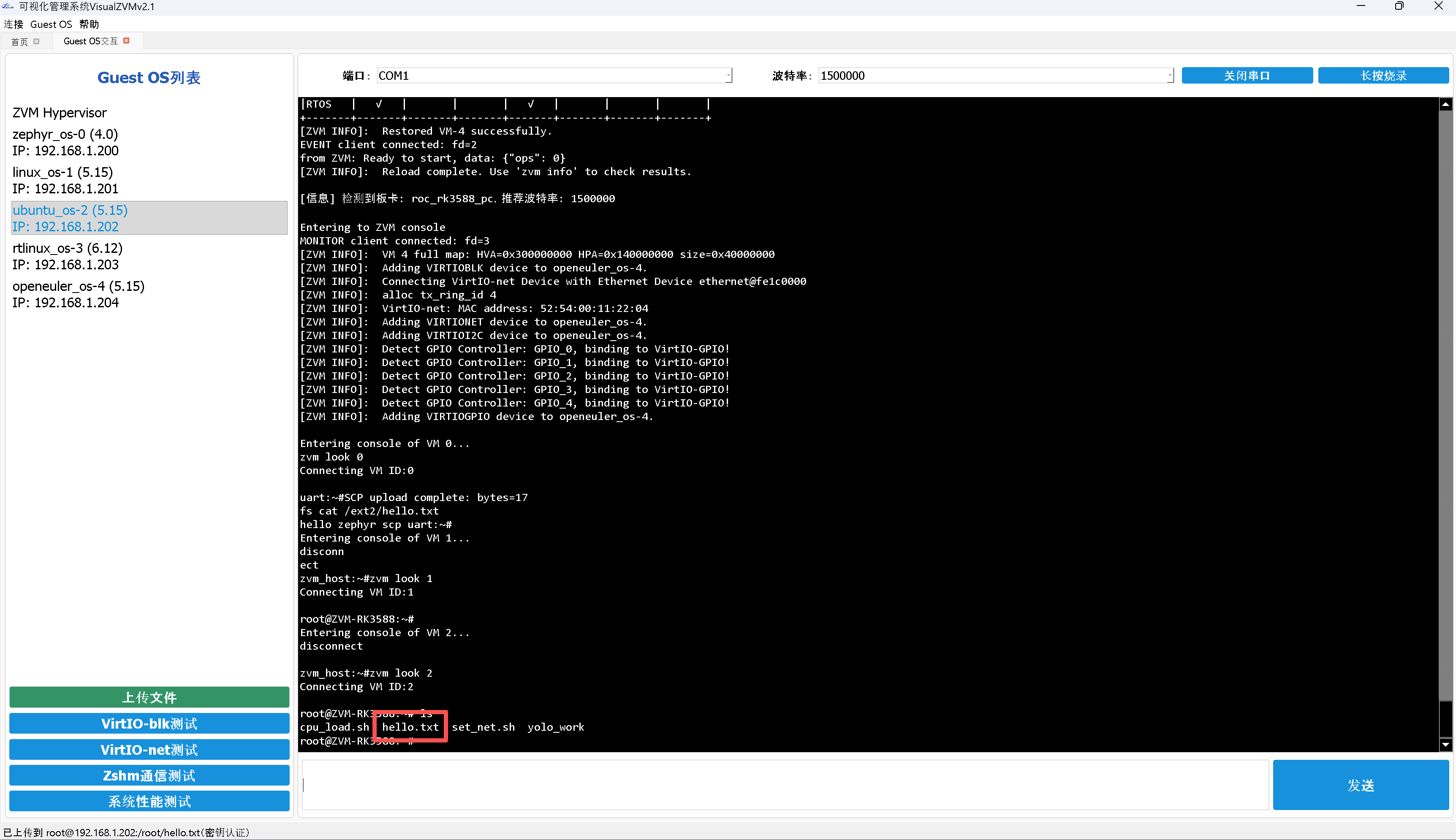 在 Linux 的 /root/ 目录查看上传结果